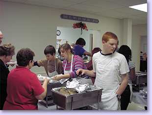 youth group serving food